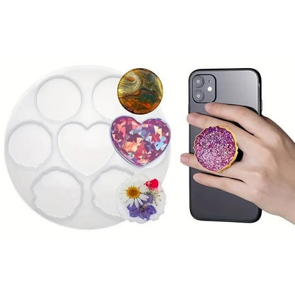 Resin Pop Socket Silicone Mold 6 Inch for DIY Mobile Holder Epoxy Resin Mold for Keychains Jewelry Car Hanging Crafts and Gift Making