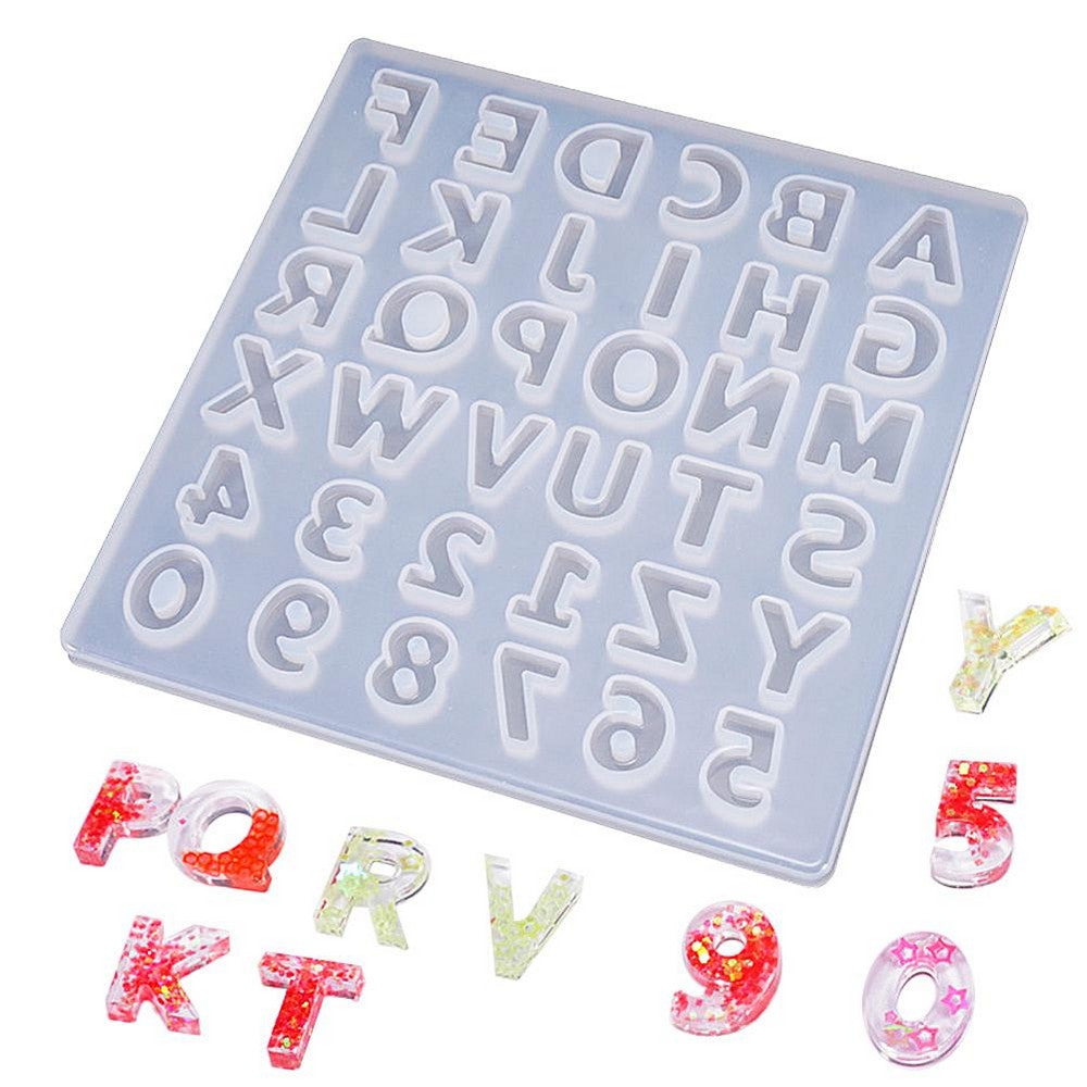 Alphabet and Number Silicone Mold Front and back Letters Numbers Pendant Keychains DIY Craft Jewelry Making Mold 3D Letter Mold A-Z Keychain Mold (With or Without Hole) Different Sizes