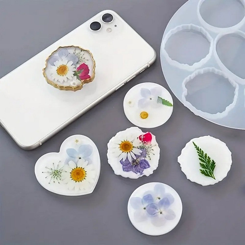 Resin Pop Socket Silicone Mold 6 Inch for DIY Mobile Holder Epoxy Resin Mold for Keychains Jewelry Car Hanging Crafts and Gift Making