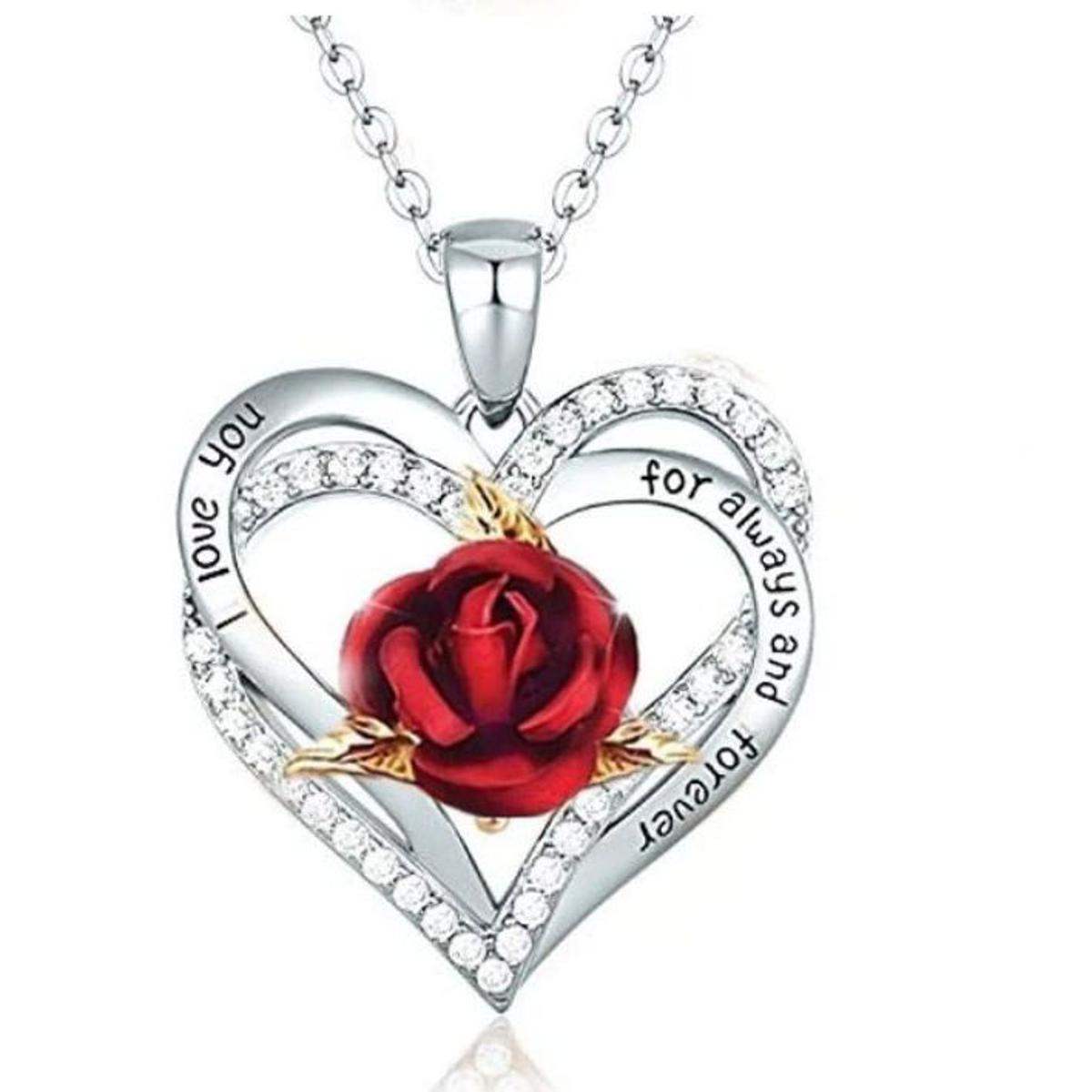 Exquisite Love Rose Necklace for Girls I Love you for alwayys and forever Couple Elegant Jewelry Accessories Wedding Val