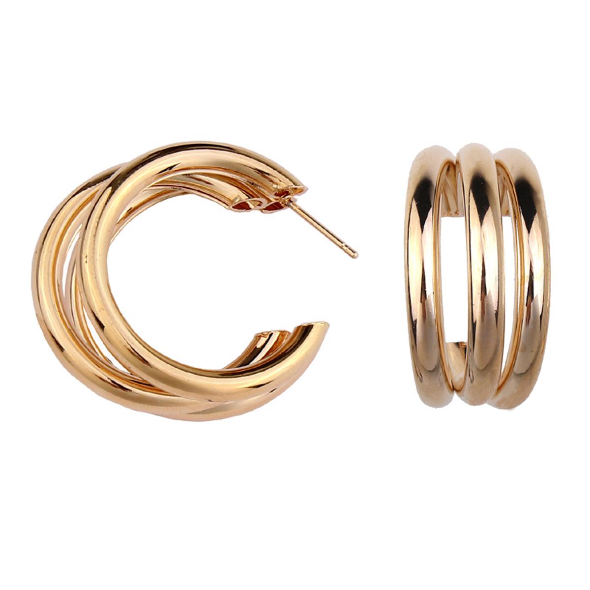 Hoops Earrings Round Circle Rings Earrings For Girls Minimalist Thick Tube Zinc Alloy Trendy Hiphop Rock