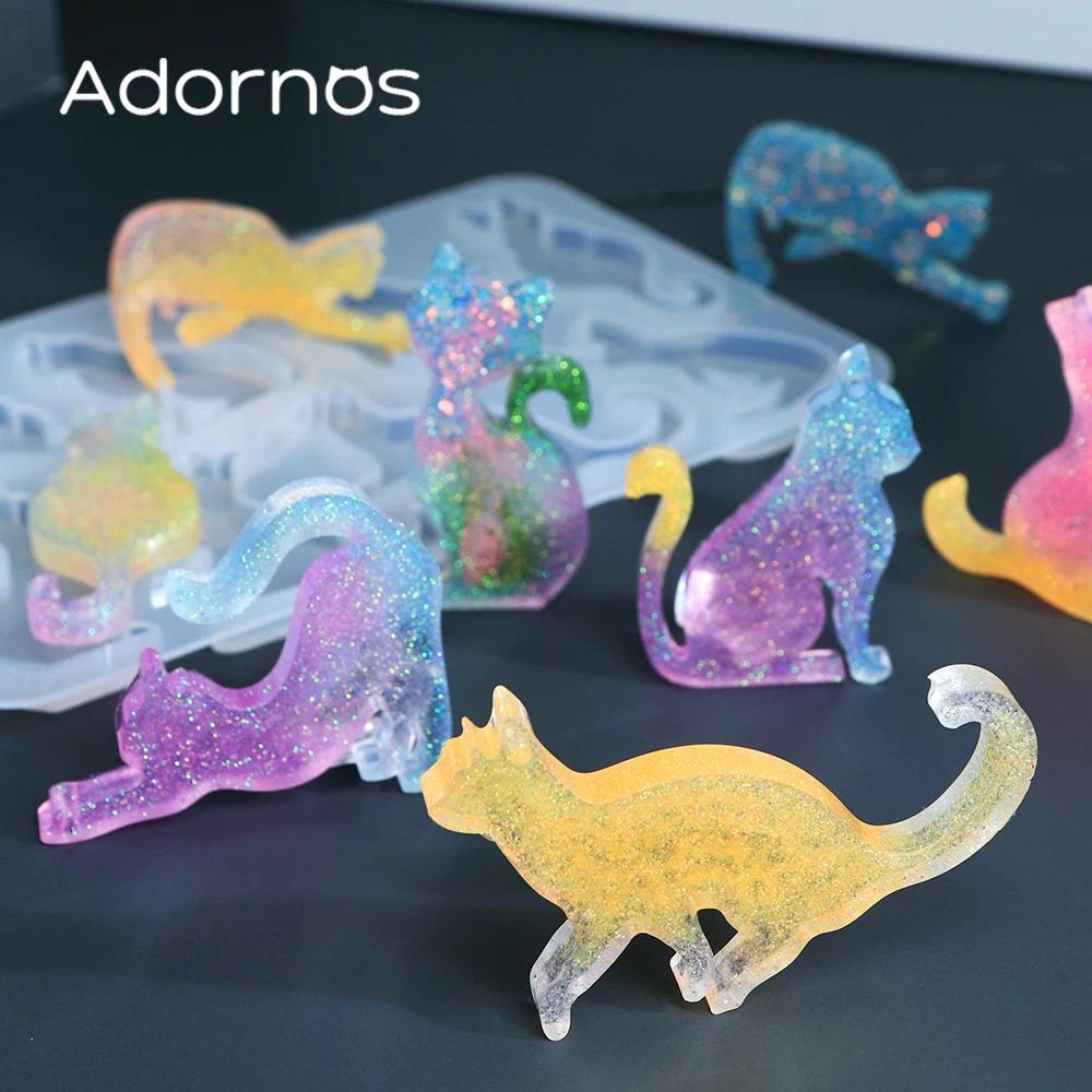 1pcs Cute Cat Silicone Molds Keychain Pendent Accessories Cats Epoxy Resin Mold Resin Filling Kawaii DIY Craft Pendent Supplies