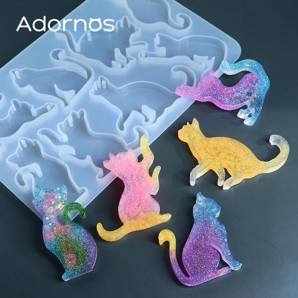 1pcs Cute Cat Silicone Molds Keychain Pendent Accessories Cats Epoxy Resin Mold Resin Filling Kawaii DIY Craft Pendent Supplies