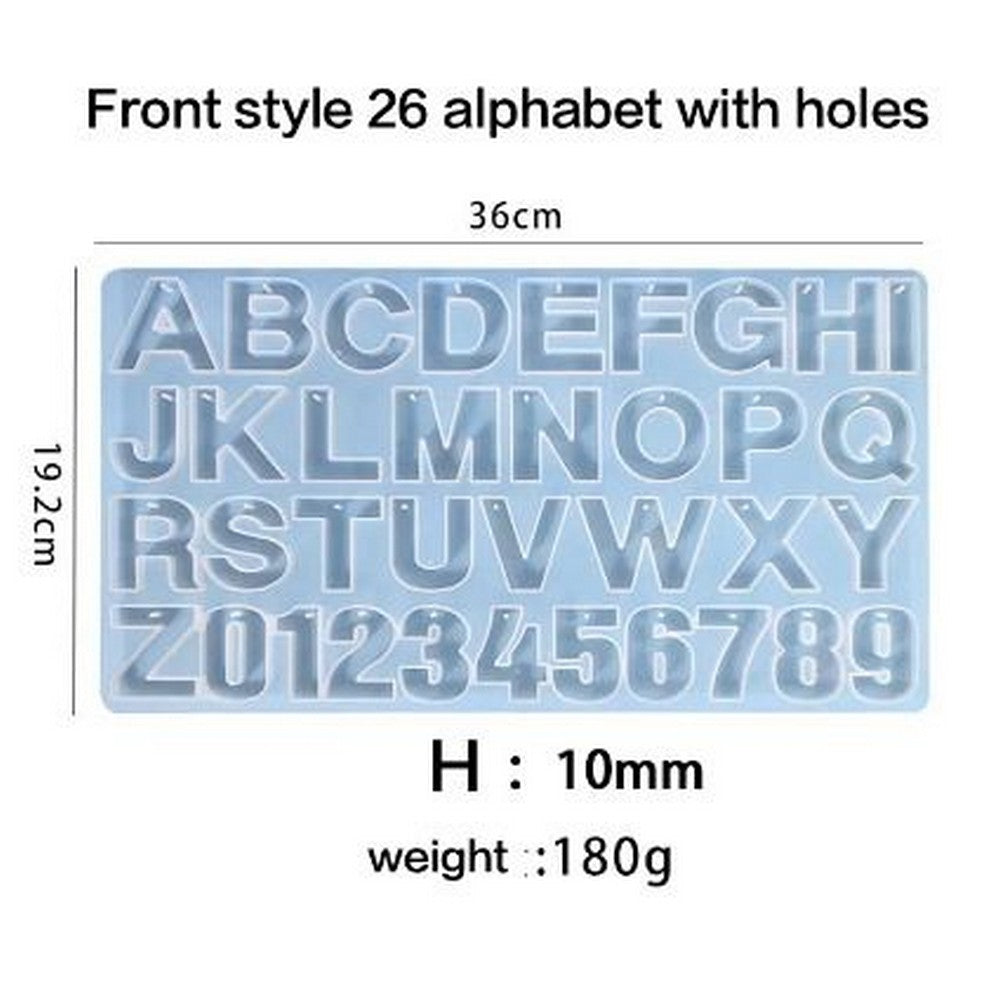 Alphabet and Number Silicone Mold Front and back Letters Numbers Pendant Keychains DIY Craft Jewelry Making Mold 3D Letter Mold A-Z Keychain Mold (With or Without Hole) Different Sizes