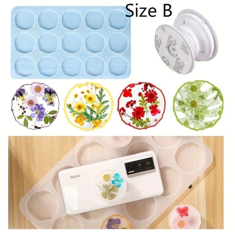 2 specifications: A set of 8 irregular coaster silicone mold; B set of 15 small circular grip mold, circular keychain mold, magn